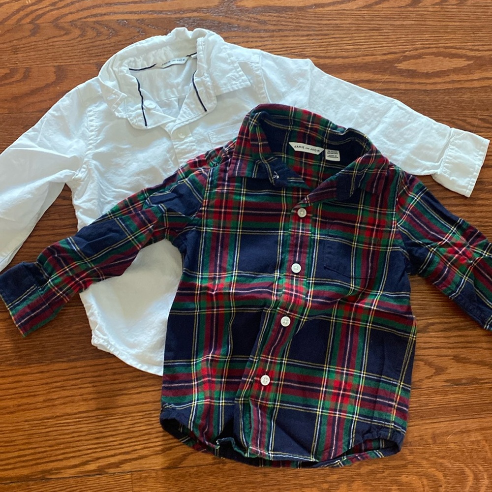 2 boys Holiday Janie and Jack long sleeve shirts 18-24 month
